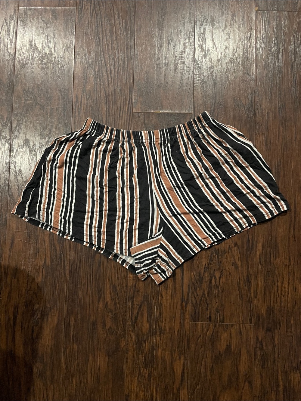 Boohoo Black, Brown and White Striped Athletic Shorts
